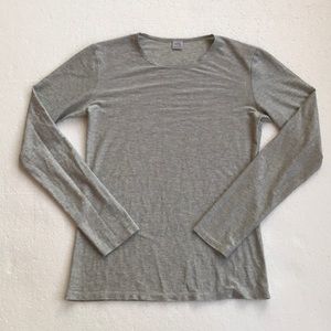 Only Hearts Silver Semi-Sheer long sleeve top Sz S